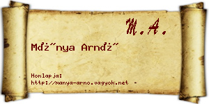 Mánya Arnó névjegykártya